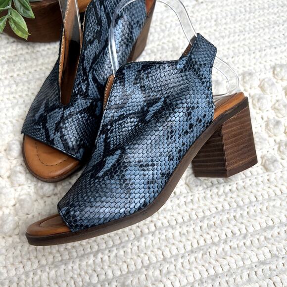 LUCKY BRAND Women's 6.5 Rhazy Bluestone Leather Snake Slingback Sandal Shoe NEW - Picture 12 of 16